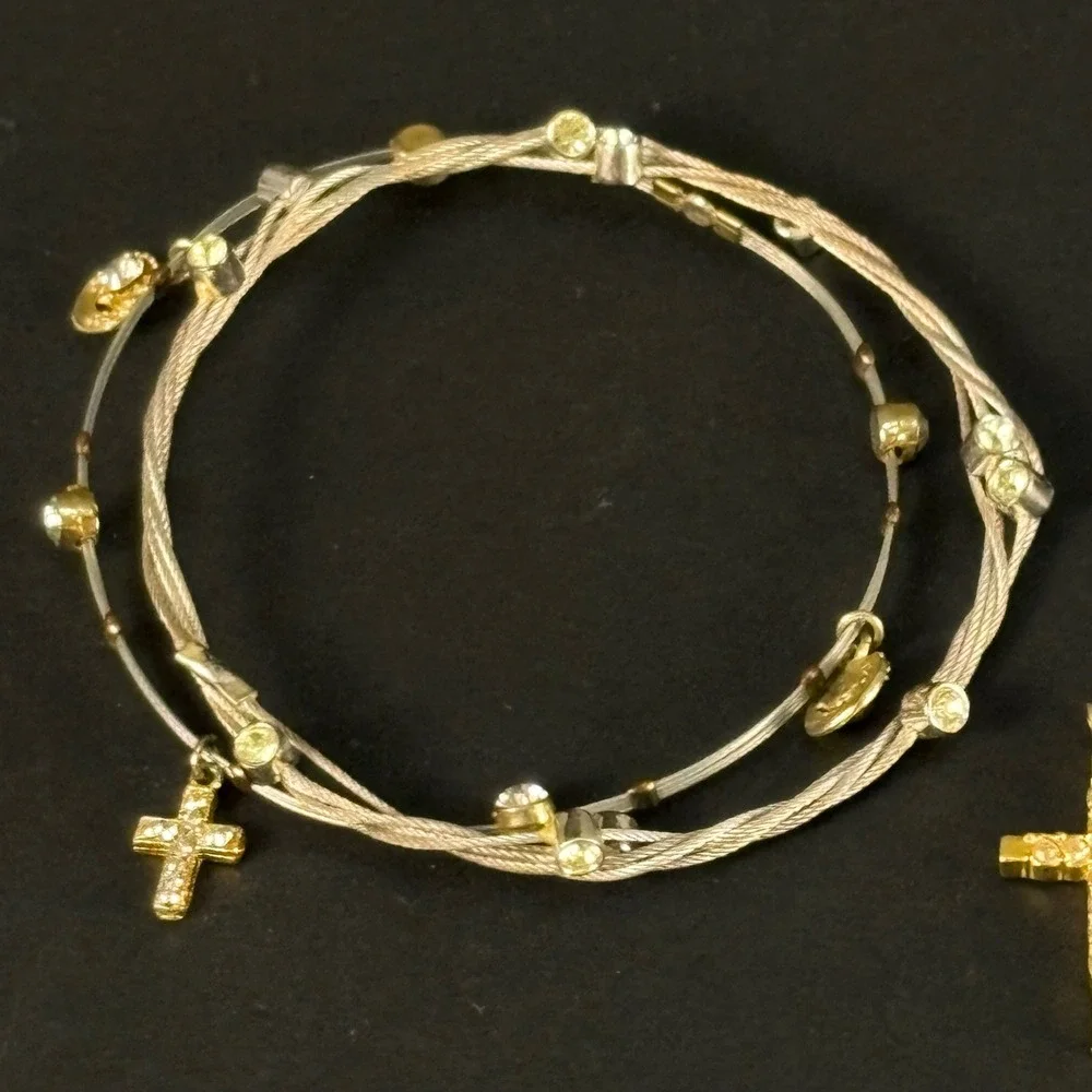 Vintage Christian Jewelry Set Girls OS Gold Cross Angel Communion Pins Ring